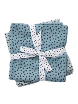 Burp cloth 2-pack 70x70 - Happy dots blue - Done By Deer