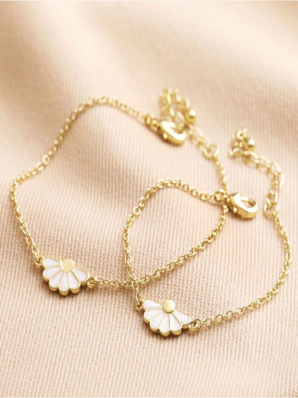 Mother & Child - flower bracelets, gold