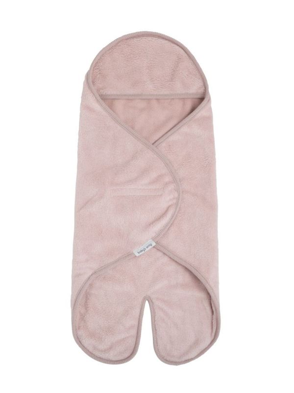 Hooded baby blanket with feet, Cozy old pink