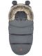 Winter stroller footmuff with bear ears and fur, dark gray