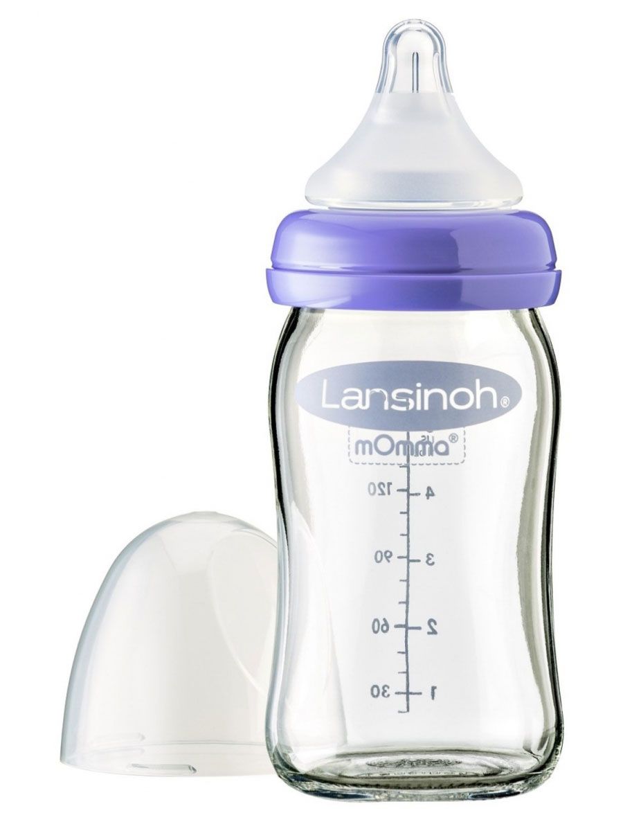 LANSINOH Glass feeding bottle with teat 160 ml, 1 pc. - Kobioki