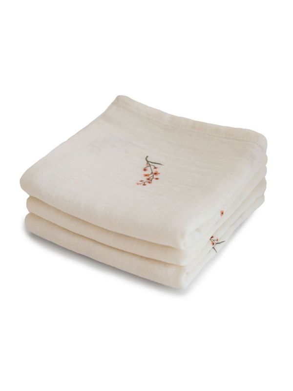 Organic Cotton Muslin Cloths 3-Pack, flowers | MUSHIE