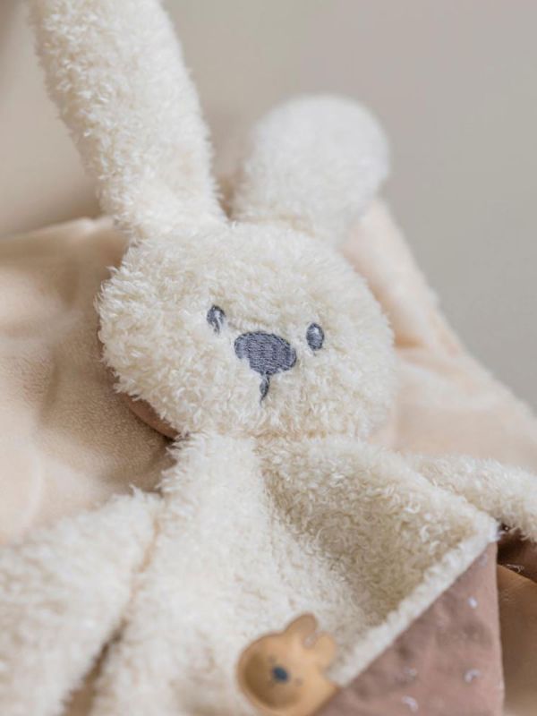 Nattou comforting bunny sleep blanket, teddy vanilla