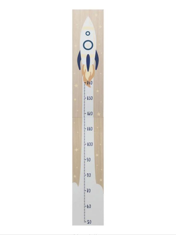 Wooden kids growth chart - moon rocket