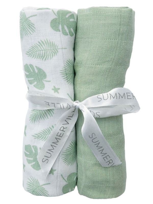 Cotton muslin set 2-pack green GOTS