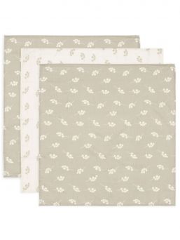 Cotton muslin set 3-pack Twig - Olive Green