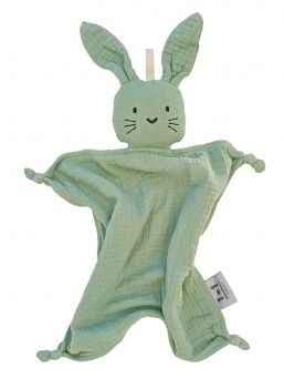 Muslin Cuddly Bonding Bunny, cameo green