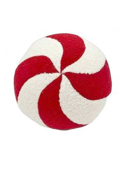 Round Candy cane pillow 25cm, red