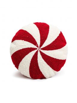 Round Candy cane pillow 33cm, red