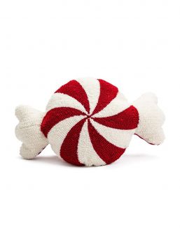 Round Candy cane pillow 50cm, red