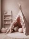 Teepee tent with ruffle edges and carpet, dirty pink