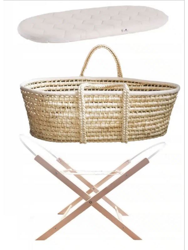 Moses basket with mattress and stand, natural