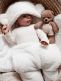 Baby sleeping bag with teddy ears, ecru