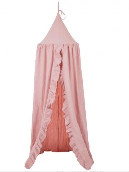 Canopy with ruffles, dirty pink